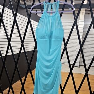 David's Bridal Aqua Halter Dress